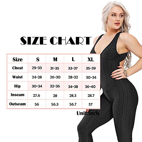 SEASUM Women Yoga Jumpsuit Backless One Piece Workout Catsuit Bodysuit Sleeveless Textured Gym Bodycon Romper XL