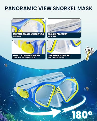 OutdoorMaster x U.S. Divers Admiral Combo Snorkeling Gear for Adults, Dry Top Snorkel Set Adults with Anti-Fog Scuba Diving Mask for Snorkeling Swimming Travel