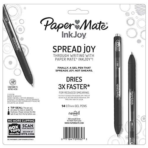 Paper Mate Colorful Gel Pens - InkJoy Gel Pens, Assorted Medium Point (0.7). Perfect for Vibrant, Colored Writing and Sketching with Paper Mate InkJoy Gel Pens, 14 Count