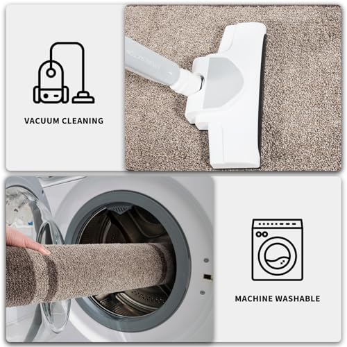 PURRUGS Dirt Trapper Door Mat 20" x 32", Non-Slip/Skid Machine Washable Entryway Rug, Shoes Scraper, Area Rug, Super Absorbent Welcome Mat for Muddy Wet Shoes and Paws, Beige & Grayish Brown