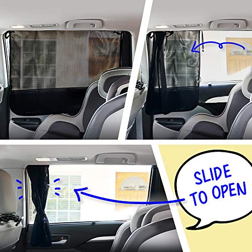 ggomaART Car Side Window Sun Shade - Universal Reversible Magnetic Curtain for Baby and Kids with Sun Protection Block Damage from Direct Bright Sunlight, and Heat - 1 Piece of Black Mesh