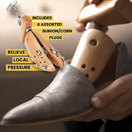 HOUNDSBAY Bulldog Premium Professional 2-way Wooden Shoe Stretcher for Women, Shoe Widener & Expander for Women w/Wide Feet