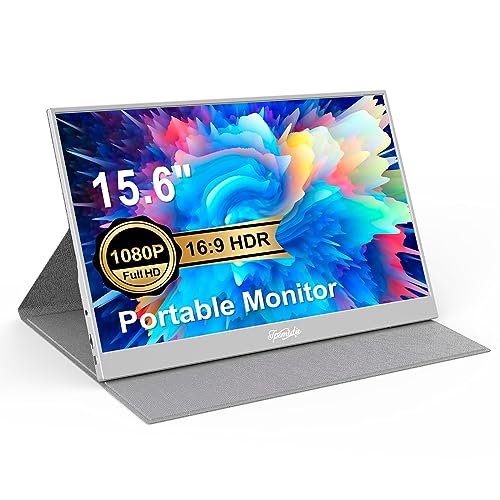 Tpsmtdis 15.6" Portable Monitor,1080P Screen Extender Plug&Play IPS FHD Laptop Second Monitors,HDR USB-C HDMI Travel Gaming Display for PC Mac Phone PS4/5 Switch Xbox,w/Smart Cover Dual Speakers