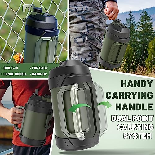 Hydraful Gallon Jug, 128oz Large Insulated Stainless Steel Sports Water Jug, Large Triple Wall Vacuum Insulation Water Bottle-Keeps Cold up to 48 Hrs-Sweat Proof,for Gym, Hiking & Camping