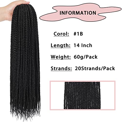 Box Braid Crochet Hair 7 Packs 20 Strands/Pack Crochet Box Braids Pre Looped Ombre Crochet Hair for Women (14 inch, 1B)