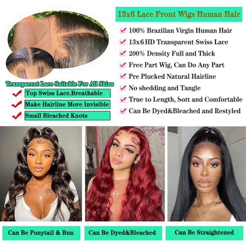 Chocolate Brown Lace Front Wig Human Hair Pre Plucked 4# Colored Wigs Human Hair 13x6 Body Wave HD Lace Frontal Wigs Human Hair 200% Density Glueless Wigs Human Hair 18Inch