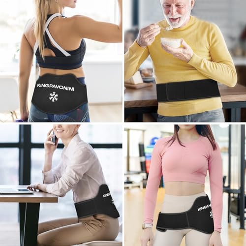 KingPavonini Extra Large Ice Pack for Back Pain Relief with Extension Strap, 2 Pack Reusable Lower Back Gel Ice Pack Wrap for Lumbar Surgery, Sciatica, Herniated Disc, Coccyx Pain, Cold/Hot Therapy