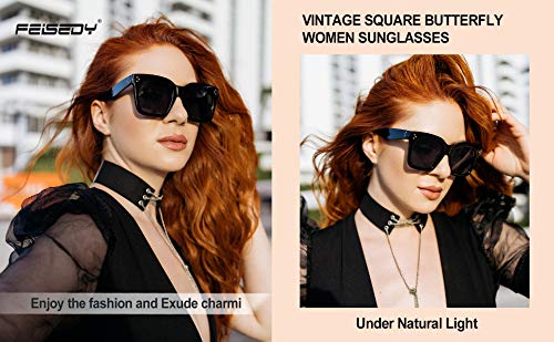 FEISEDY Vintage Women Butterfly Sunglasses Designer Luxury Square Gradient Sun Glasses Shades B2486