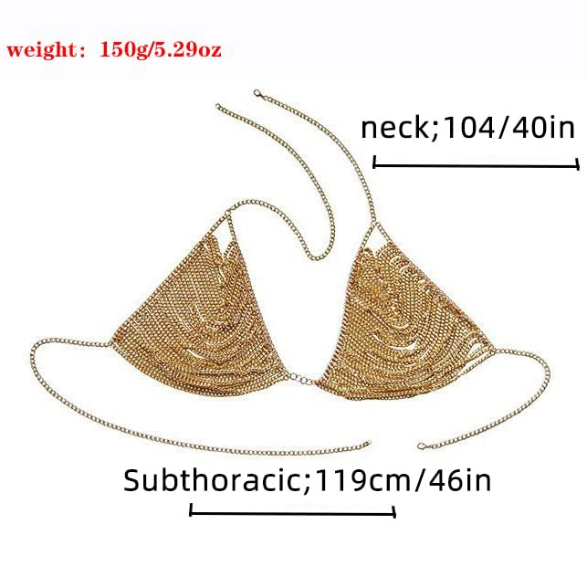 YWCUTE Women's sexy Body Chain Multi layer Chest Chain Fashion bra Chain Accessories Gift Body Jewelry(silver-1015)