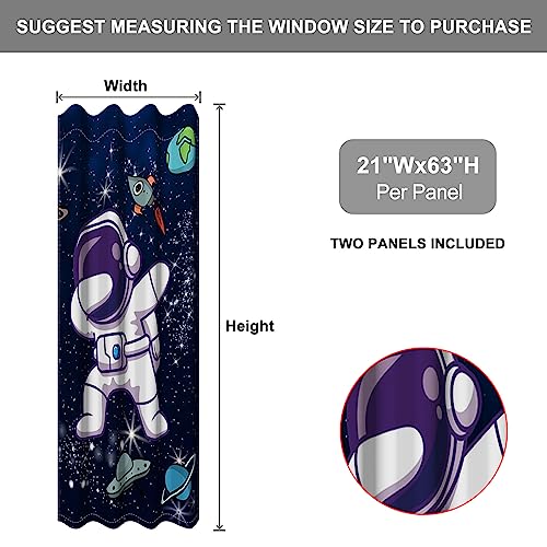 Baocicco Space Astronaut Curtains for Boys Bedroom Cartoon Rockets Planets Spaceman Grommet Window Drapes Cosmic Adventure Cosmonaut Outer Space Curtains 2 Panels 42x108 Inch