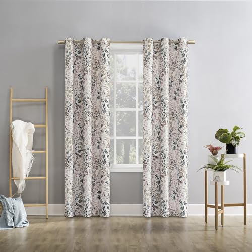 No. 918 Amelie Botanical Print Energy Saving Grommet Curtain Panel, 48" x 63", Blush