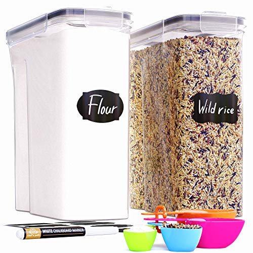 Chef's Path Airtight Food Containers - Set of 2 for Kitchen & Pantry - BPA Free for Cereal, Rice, Flour, Sugar - Bulk Storage - Big Containers