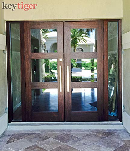 32 Inch Long Stainless Steel Door Handles Brushed Nickel Finish, Modern Door Handle Pulls for Commercial Glass Entry Doors Wooden Barn Door Home Interior Exterior Fiberglass Door, Square Rectangle Bar