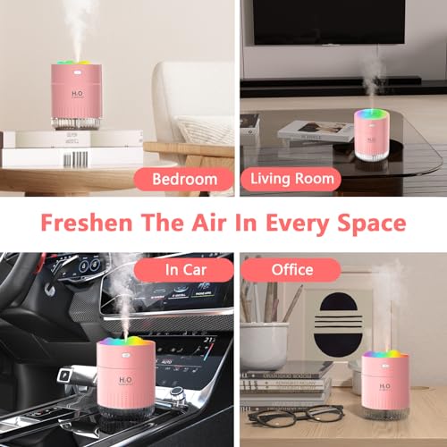 besky Small Portable Humidifiers for Bedroom, USB Rechargeable Mini Cool Mist Humidifier 2 Modes Super Quiet with Colorful Night Lamp, Suitable for Travel Office Family
