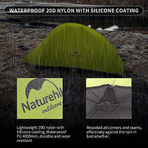 Naturehike Cloud-Up 1 Person Tent Lightweight Backpacking Tent for One Man, Waterproof Ultralight Single Person Tent, Double Layer One Person Tent for Camping Hiking Backpacking