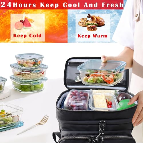 GiMiUiTo Double Deck Cooler Backpack Leak-Proof Large Cooler Backpack,Backpack Cooler Insulated Perfect Soft Cooler Bag for Tactical, Camping, Picnic, Beach, Hiking,Black