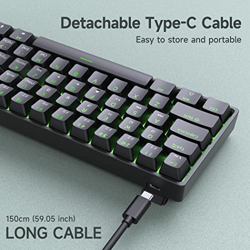 DIERYA DK61SE 60% Mechanical Gaming Keyboard, 61 Keys Anti-Ghosting, LED Backlight, Detachable USB-C, Ultra-Compact Mini Wired Keyboard with Brown Tactile Switch for Windows Laptop PC Gamer Typist