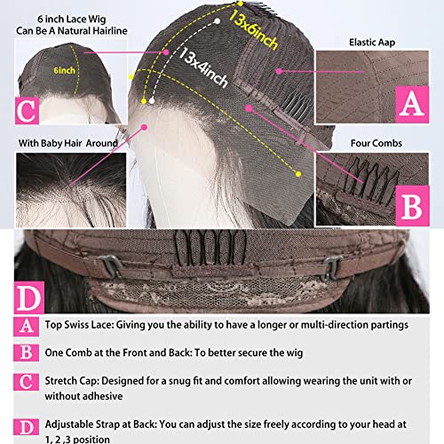 Deep wave Lace Front Wigs Human Hair Pre Plucked 180% Density 13x6 HD Transparent Brazilian Virgin Human Hair Wigs for Women Deep curly Wet and Wavy Lace Frontal wig Human Hair Natural Color