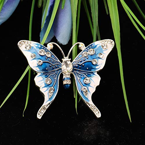 FEELMEM Crystal Rhinestone Butterfly Brooch Pin Blue Color Butterfly Brooches for For Women Girls Wedding/Banquet/Birthday Party (red)