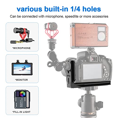 (Real Single One) DSLR Camera L Bracket Quick Release Plate Vertical Horizontal Switching Tripod Compatible with Canon Nikon Sony DJI Ronin Zhiyun Stabilizer Tripod Monopod Can't fit Manfrotto