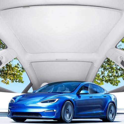 2024 New Version Tesla Model 3 Sunshade Windshield Accessories【OEM Fit, Sun Blockage】 Heat Insulation Keep Cooling Foldable Light-Tight Front Window Sunshade for Model 3 with Reinforced Velcro Strap