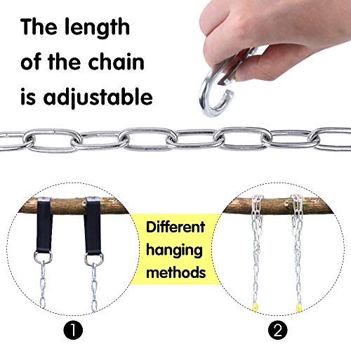 2 Pack Swings Seats Heavy Duty with 66" Chain Plastic Coated, Playground Swing Set Accessories Replacement with Snap Hooks and Hanging Strap