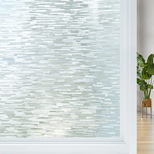 Haton Window Privacy Film, Frosted Glass Window Film, Static Cling UV Blocking Removable Window Clings, Opaque Window Stickers, Vinyl Window Coverings for Home Office, Non Adhesive 29.5 x 157.4 Inches