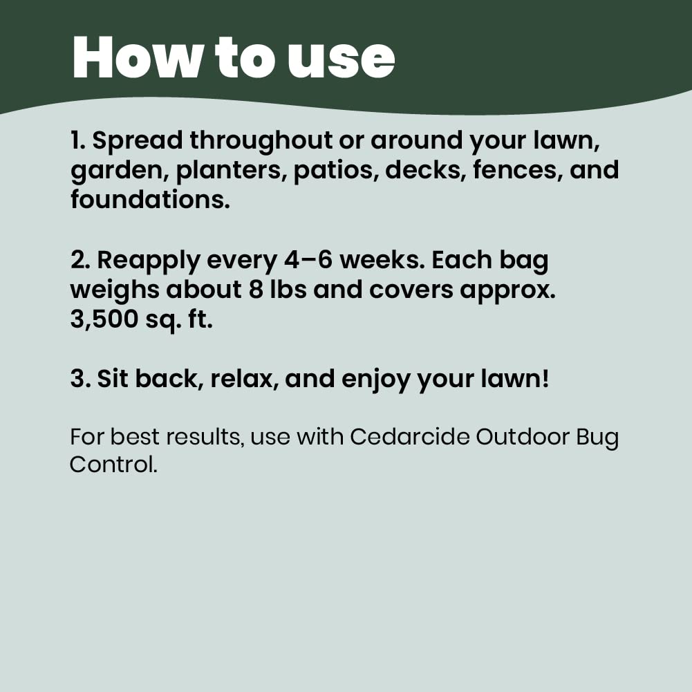 Cedarcide Lawn, Home & Garden Cedar Granules | Use on Fleas, Ticks, Ants & Mosquitoes | Smells Great, Easy to Use | Family & Pet Safe | 1 Bag (8 Lbs)