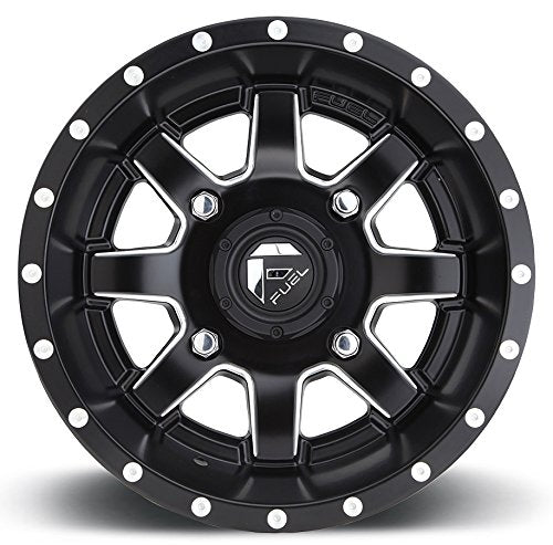 Bundle - 9 Items: Fuel Maverick Black 14" Wheels 28" Regulator Tires [4x156 Bolt Pattern 10mmx1.25 Lug Kit]