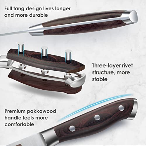 SHAN ZU Knife Set 16 pcs, Japanese Kitchen Knife Set with Block High Carbon Stainless Steel Ultra Sharp Knife Set for Kitchen, Professional Chef Knife Set with Sharpener