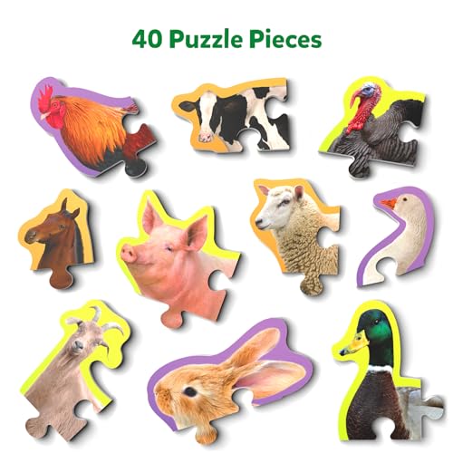 Skillmatics Step by Step Puzzle - 40 Piece Farm Animal Jigsaw & Toddler Puzzles, Educational Montessori Toy for Boys & Girls, Gifts for Kids Ages 3, 4, 5 and Up