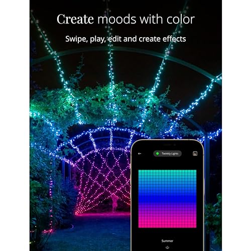 Twinkly Strings 100 LED RGB, LED Light String for Outdoor and Indoor, LED Lights Smart Multicolor, Compatible with HomeKit, Alexa and Google Home, LED Gaming, IP44, App Controlled, Green Wire, 26.2ft