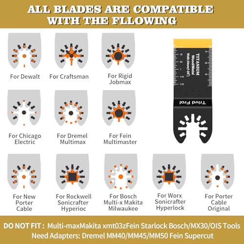 Trivd Frol 10PCS Titanium Multitool Blades, Oscillating Saw Blades Metal Cutting for Nails Wood Plastic and Hard Material Oscillating Tool Blades Kit fit Dewalt Rockwell Milwaukee Bosch