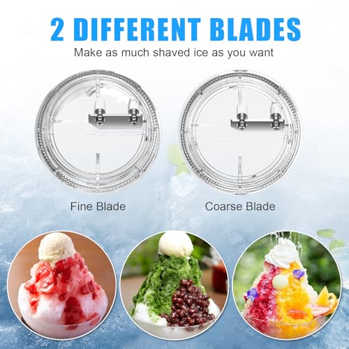 Shaved Ice Attachment for KitchenAid Stand Mixers with 8 Ice Molds, Ice Shaver Attachment, Snow Cone Attachment/Maker with Coarse and Fine Blades