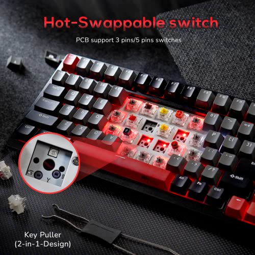 RK ROYAL KLUDGE RK98 Wireless Mechanical Keyboard,100 Keys Triple Mode 2.4G/BT5.1/USB-C, Hot Swappable Gaming Keyboard with Numpad RGB Backlit 3750mAh Battery NKRO, Linear Speed Silver Switch, Black