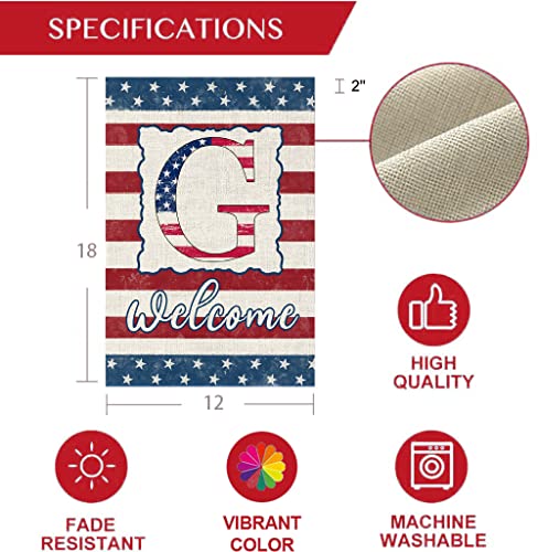 Monogram Letter A Garden Flag 4th of July Patrioctics 12x18 Inch Double Sided for Outside Small Burlap Family Last Name Initial Yard Flag