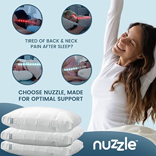 Nuzzle Bed Pillow for Sleeping - Ultra Soft Cooling Pillow with 2 Adjustable Inner Layers for Comforting Support, Washable Luxury Queen Size Pillows - Perfect for Side, Back, and Stomach Sleepers