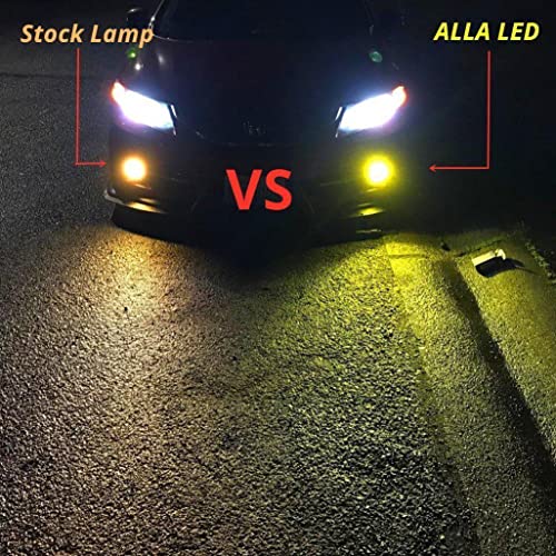 Alla Lighting 2800lm H8 H11 H16 LED Fog Lights Bulbs, 3200K Golden Yellow DRL Replacement for Cars, Trucks, Xtreme Super Bright COB-72 SMD Upgrade