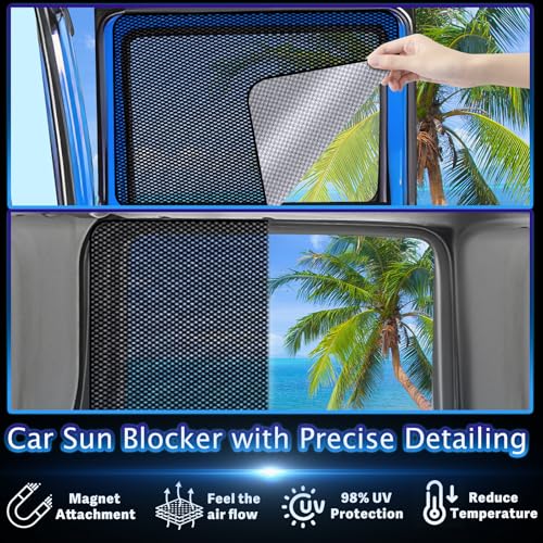 ZATOOTO Car Window Shade for Baby, Car Shades for Back Windows Heavy Duty Double Sided Mesh Rear Window Sun Shade Silver for Sun Reflection Black for Privacy Car Sleeping Camping Remote Telecommuting