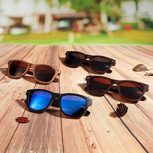 FEISEDY Woodes Sunglasses Polarized for Women Men, Bamboo Wood Handmade Frame, Classic Square UV400 Protection B0006,Bamboo - Tea