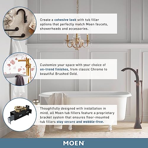Moen 695BG Voss One-Handle Freestanding Floor Mount Tub Filler with Handshower, Brushed Gold