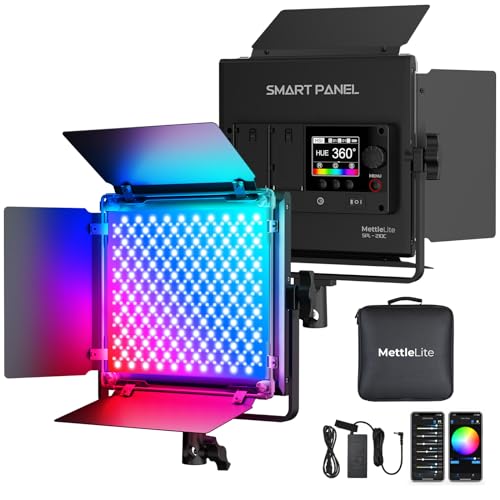 Mettlelite SPL210C RGB LED Video Light with APP Control, 360° Full Color RGB Panel Light, 2800K-8000K, CRI/TLCI 97+, 10 Scenes, Professional Photography Studio Lighting for YouTube/Stream/Photo/Video