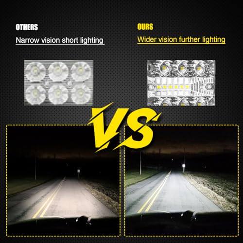 BEEYEO LED Light Pods, 2pcs 42W Driving Lights LED Work Light Flush LED Light Bar Spot Flood Off Road Lights Bars fit for Truck Pickup Van Camper SUV ATV Boat