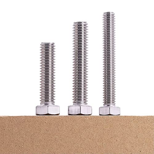 M12-1.75 x 40mm (8 pcs) Hex Head Bolts, 304 Stainless Steel 18/8, Hexagon Head Bolts, Full Thread Coverage, Coarse Thread, Strong, Durable, Thread Size Ranges from 3mm to 20mm Head Bolts, DIN933