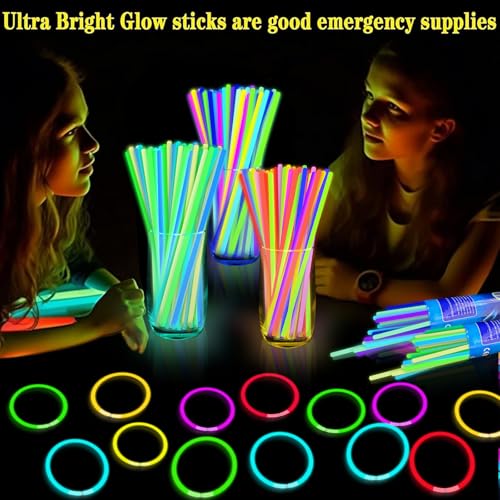 120 Pack Halloween Glow Sticks Bulk Party Pack Glow In The Dark Party Supplies Glow Sticks Necklaces Bracelets with Connectors 8" Glowsticks Halloween Birthday Party Favors Accessories Decorations