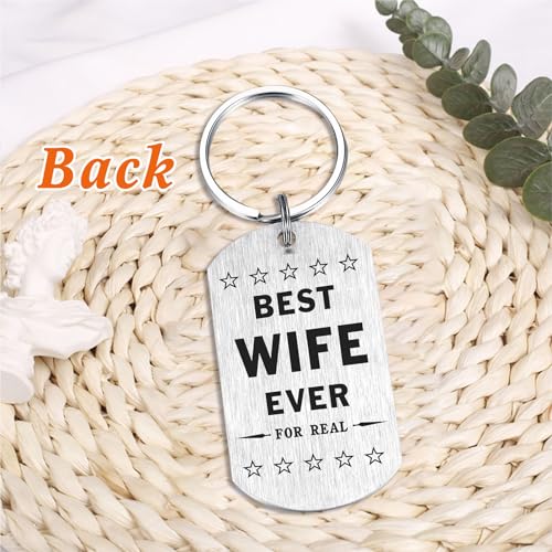 SOUSYOKYO Wife Gifts from Husband, Best Wife Ever Keychain, Sentimental Anniversary Birthday Keychain for Wife Women, Meaningful Mothers Day Present for Wife