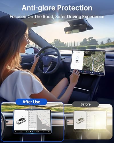 Ecogenix 2024 Newest Tesla Screen Protector Matte, Model Y Model 3 Accessories 2024 | Anti Fingerprint & No More Glare | Fit for Tesla Model Y (2024-2020) Model 3 (2023-2017) with Alignment Kit