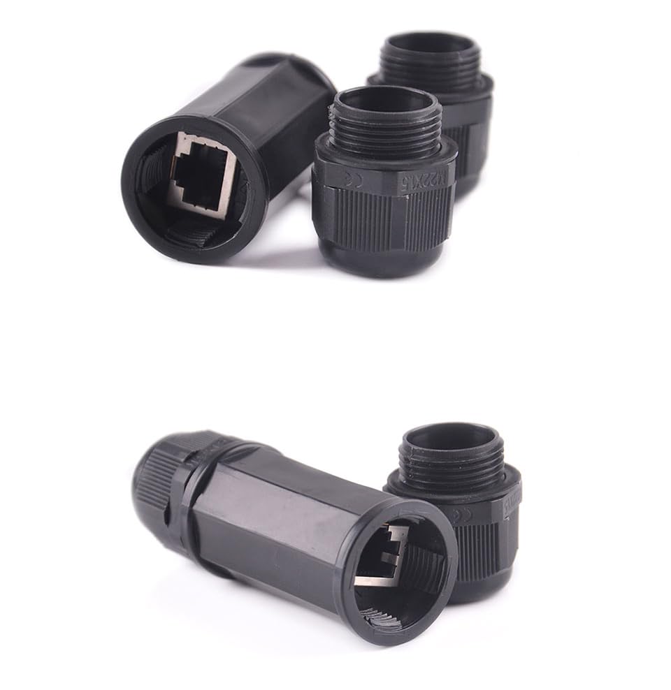 (2 Pack) Toptekits RJ45 Waterproof Connector IP67 Ethernet Network Cable Connector Double Head Outdoor LAN Coupler Adapter Female Cat5, 6,8P8C