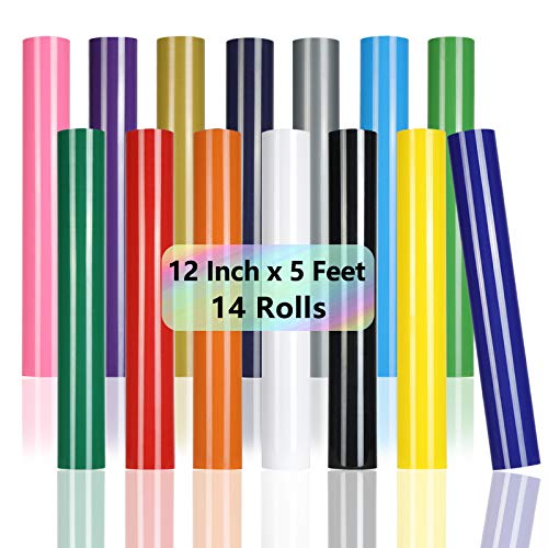 Iron-On Golden Vinyl Rolls - 12" x 8ft Glossy HTV Vinyl for T-Shirts