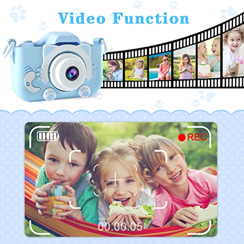 CIMELR Kids Camera Toys for 3 4 5 6 7 8 9 10 11 12 Years Old Boys/Girls, Kids Digital Camera for Toddler with Video, Birthday Festival for Kids, Selfie Camera for Kids, 32GB TF Card